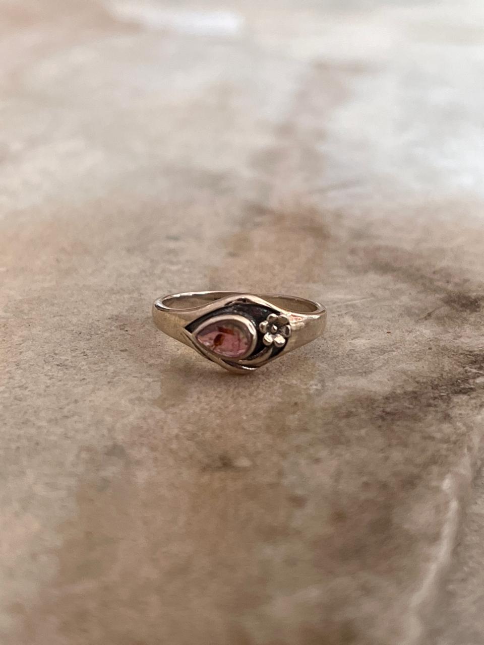Pink Tourmaline Cherry Blossom 925 Sterling Silver Ring