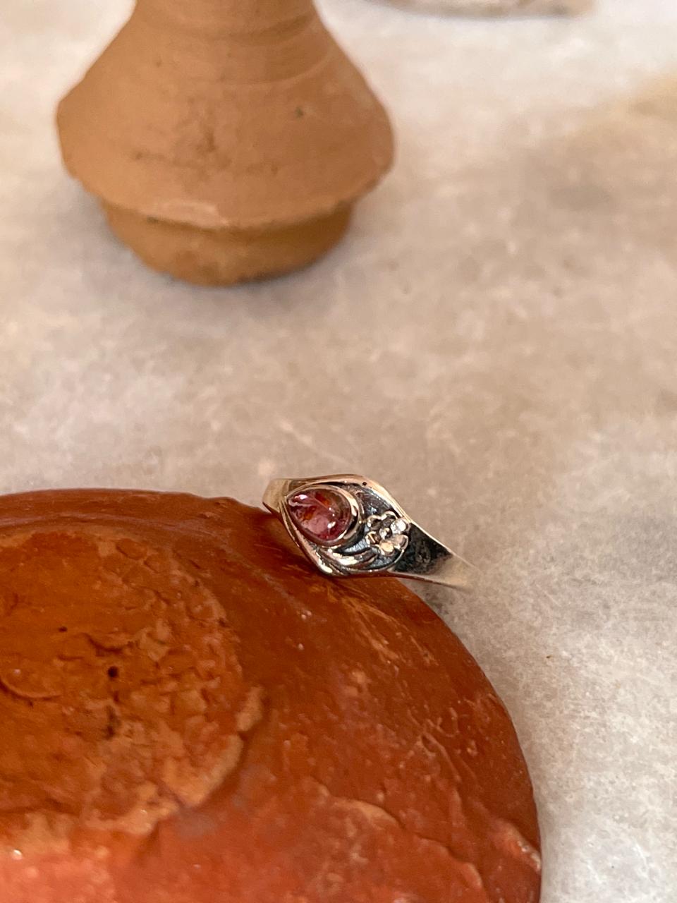 Pink Tourmaline Cherry Blossom 925 Sterling Silver Ring