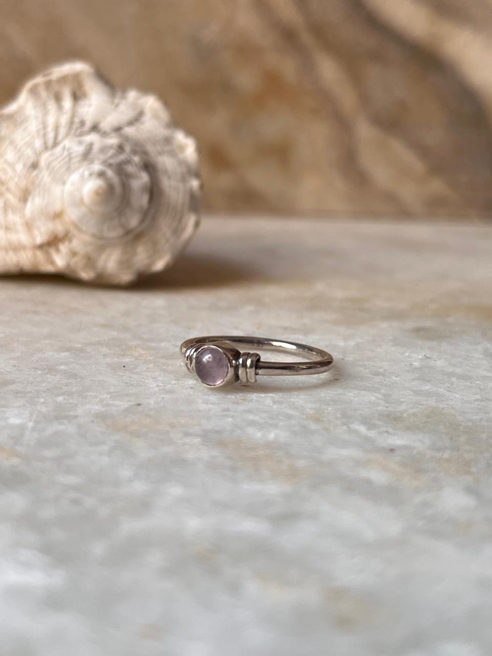 Rose Quartz Plain Band 925 Sterling Silver Ring