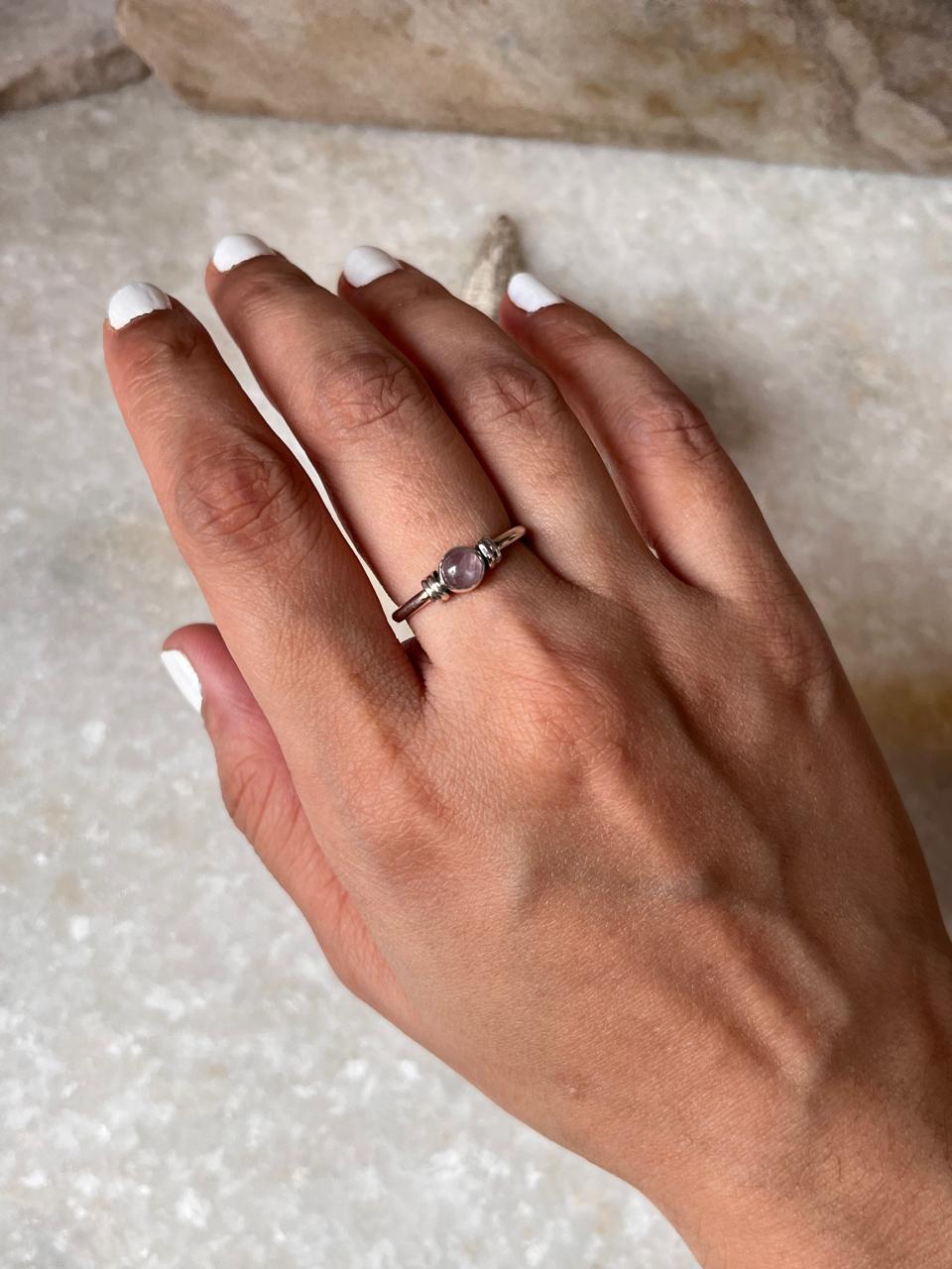Rose Quartz Plain Band 925 Sterling Silver Ring