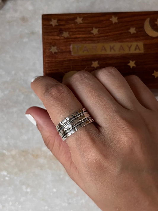 Tribal Stack Mix Spinner 925 Sterling Silver Ring