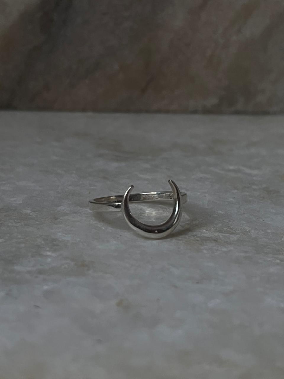 Plain Crescent Moon 925 Sterling Silver Ring