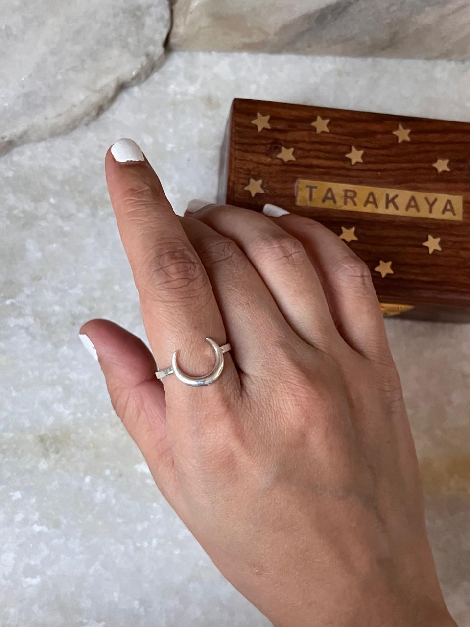 Plain Crescent Moon 925 Sterling Silver Ring