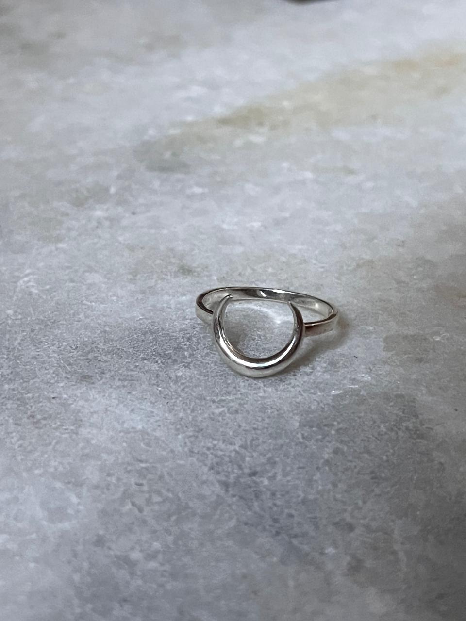 Plain Crescent Moon 925 Sterling Silver Ring