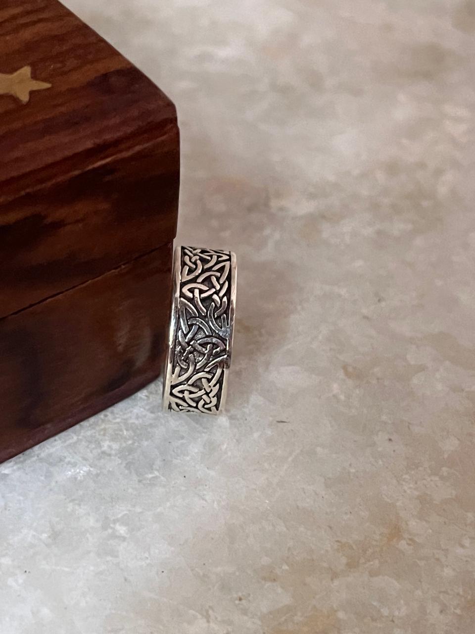 Thick Celtic Knot Band 925 Sterling Silver Ring