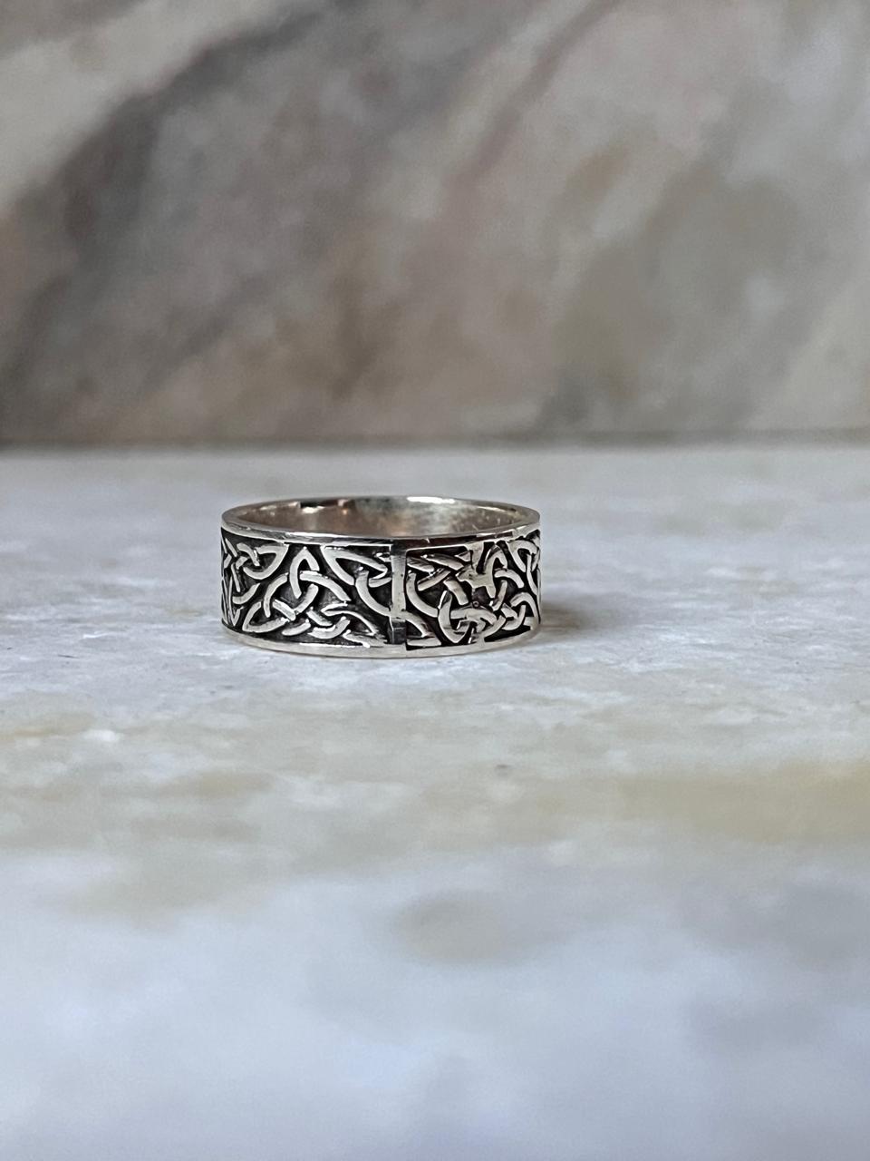 Thick Celtic Knot Band 925 Sterling Silver Ring