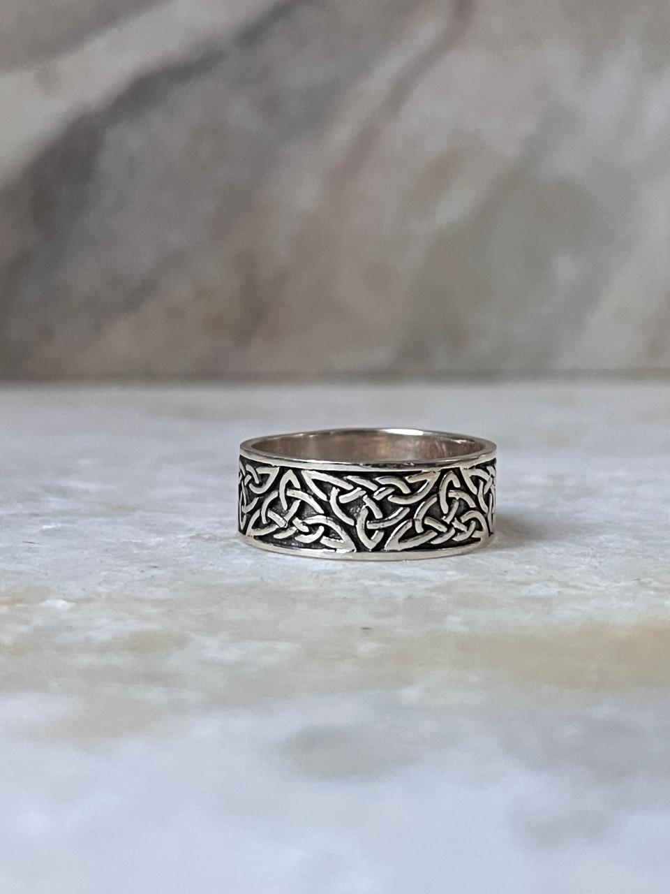 Thick Celtic Knot Band 925 Sterling Silver Ring