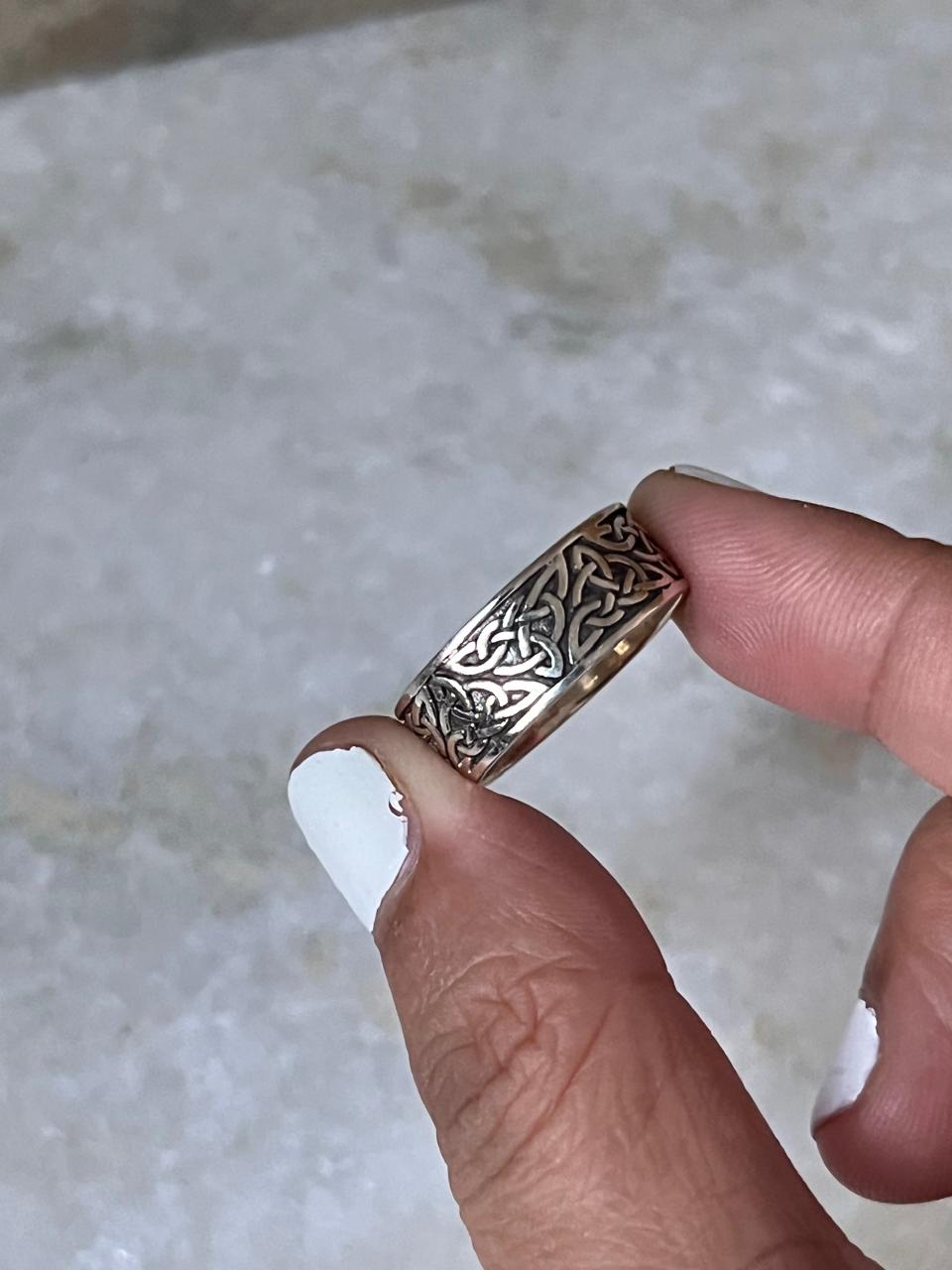 Thick Celtic Knot Band 925 Sterling Silver Ring
