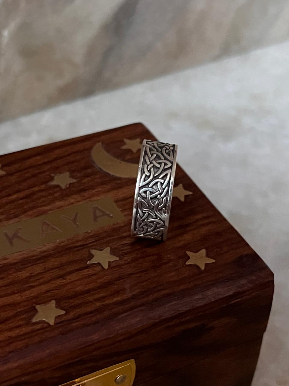 Thick Celtic Knot Band 925 Sterling Silver Ring