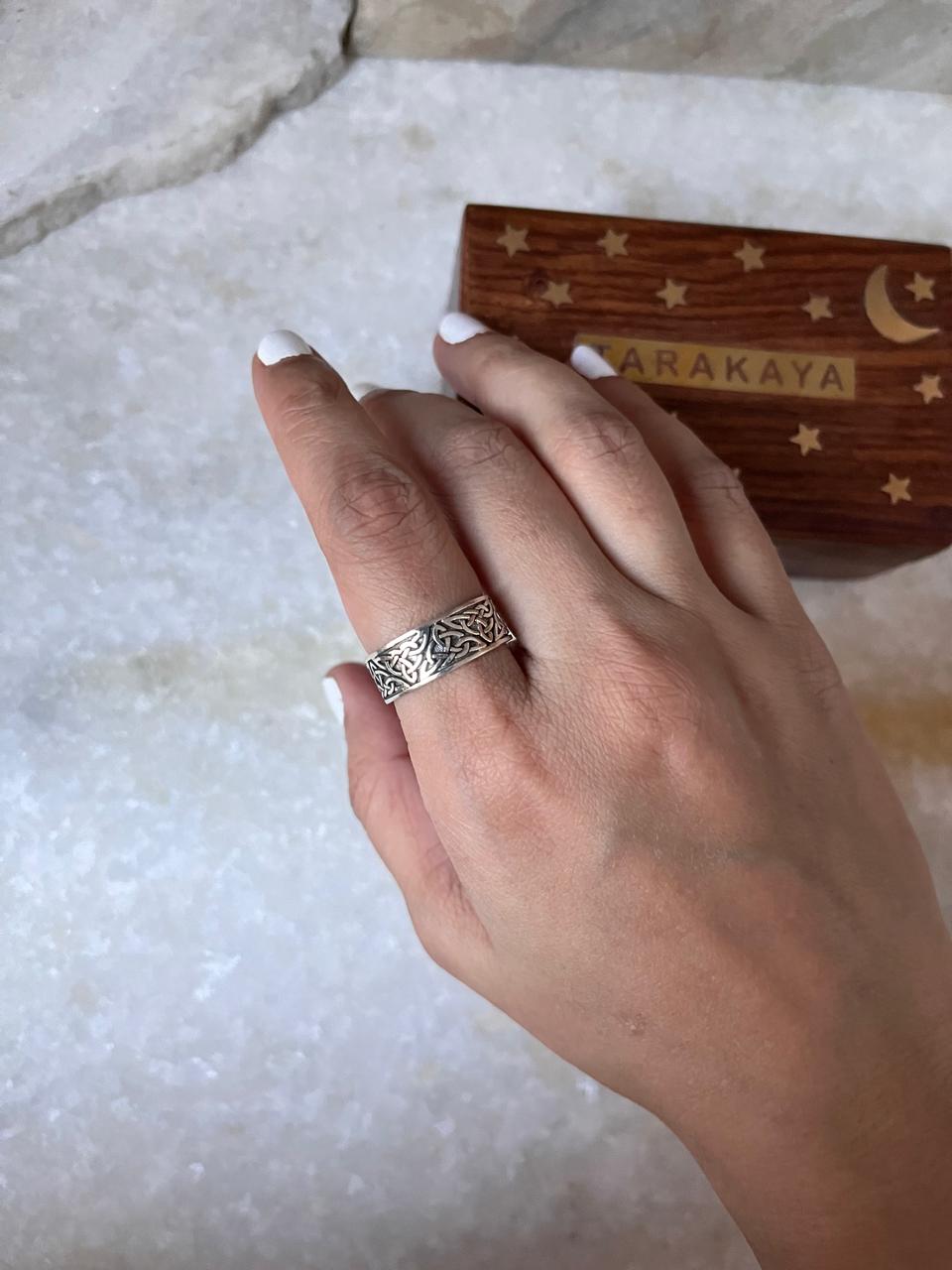 Thick Celtic Knot Band 925 Sterling Silver Ring