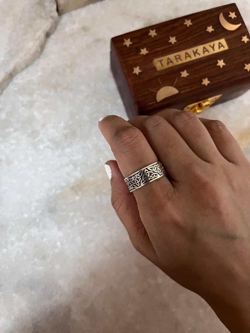 Thick Celtic Knot Band 925 Sterling Silver Ring