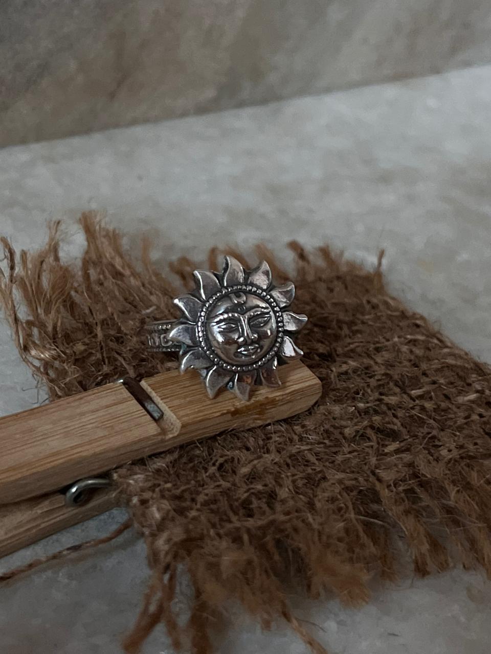 Surya Dev / Sun / Sooraj Tribal Adjustable 925 Sterling Silver Unisex Ring