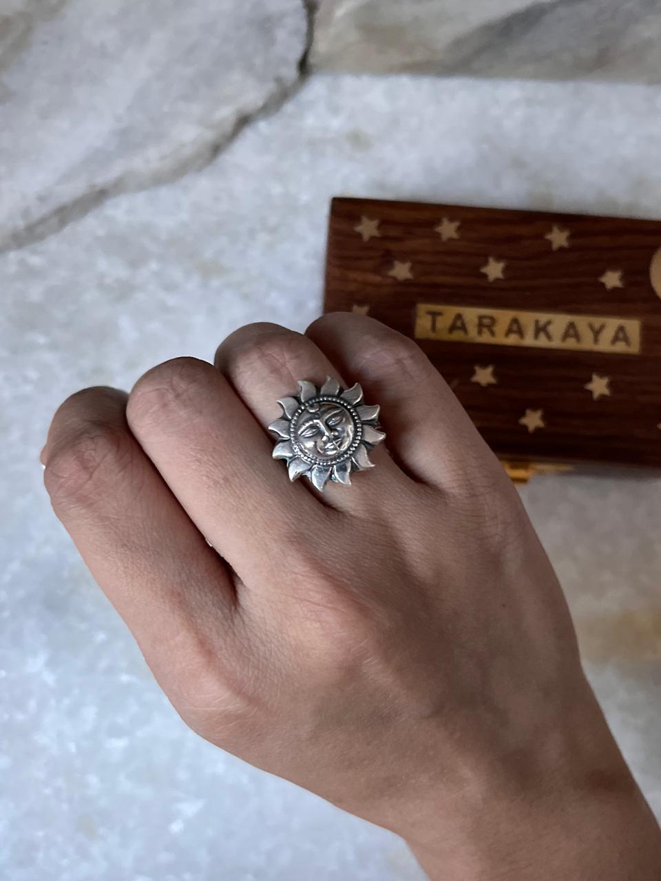 Surya Dev / Sun / Sooraj Tribal Adjustable 925 Sterling Silver Unisex Ring