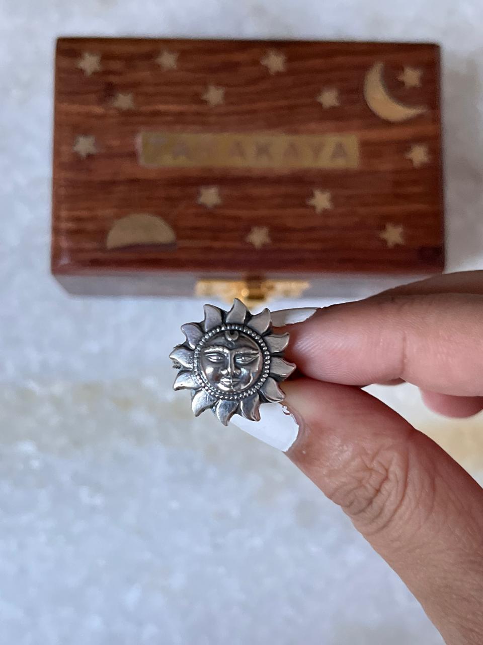 Surya Dev / Sun / Sooraj Tribal Adjustable 925 Sterling Silver Unisex Ring