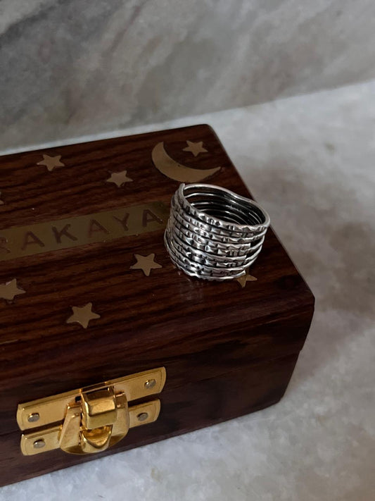 Tribal Textured Wire Stack Band 925 Sterling Silver Ring