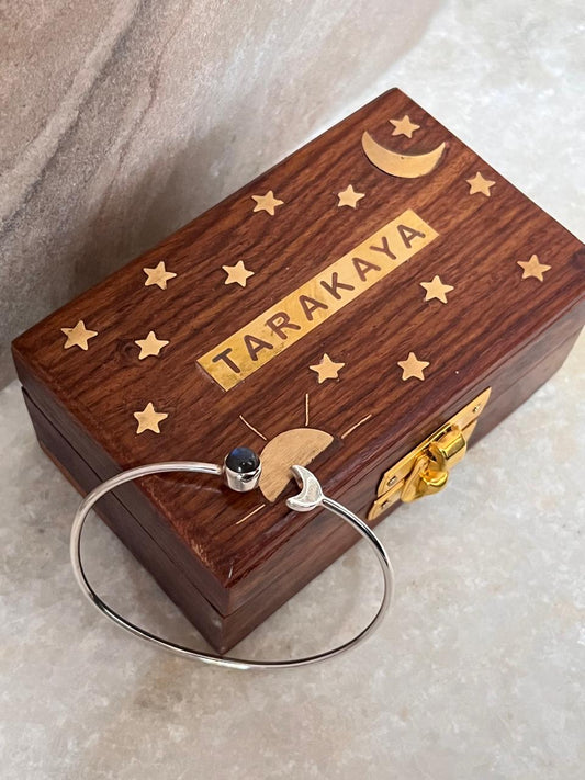 925 sterling silver labradorite crescent moon adjustable kada  