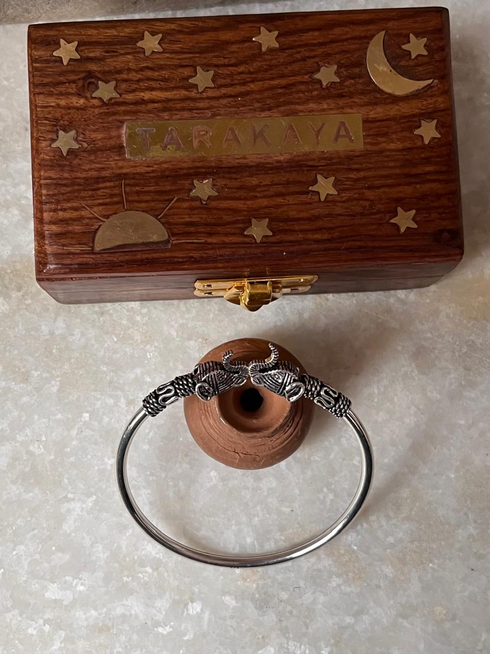 Antique Haathi Adjustable 925 Sterling Silver Kada