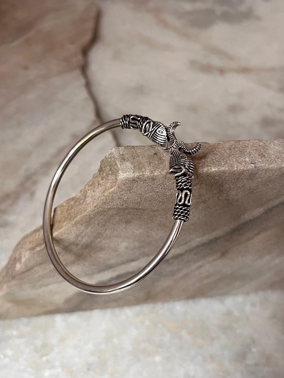 Antique Haathi Adjustable 925 Sterling Silver Kada