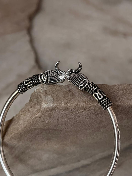 Antique Haathi Adjustable 925 Sterling Silver Kada