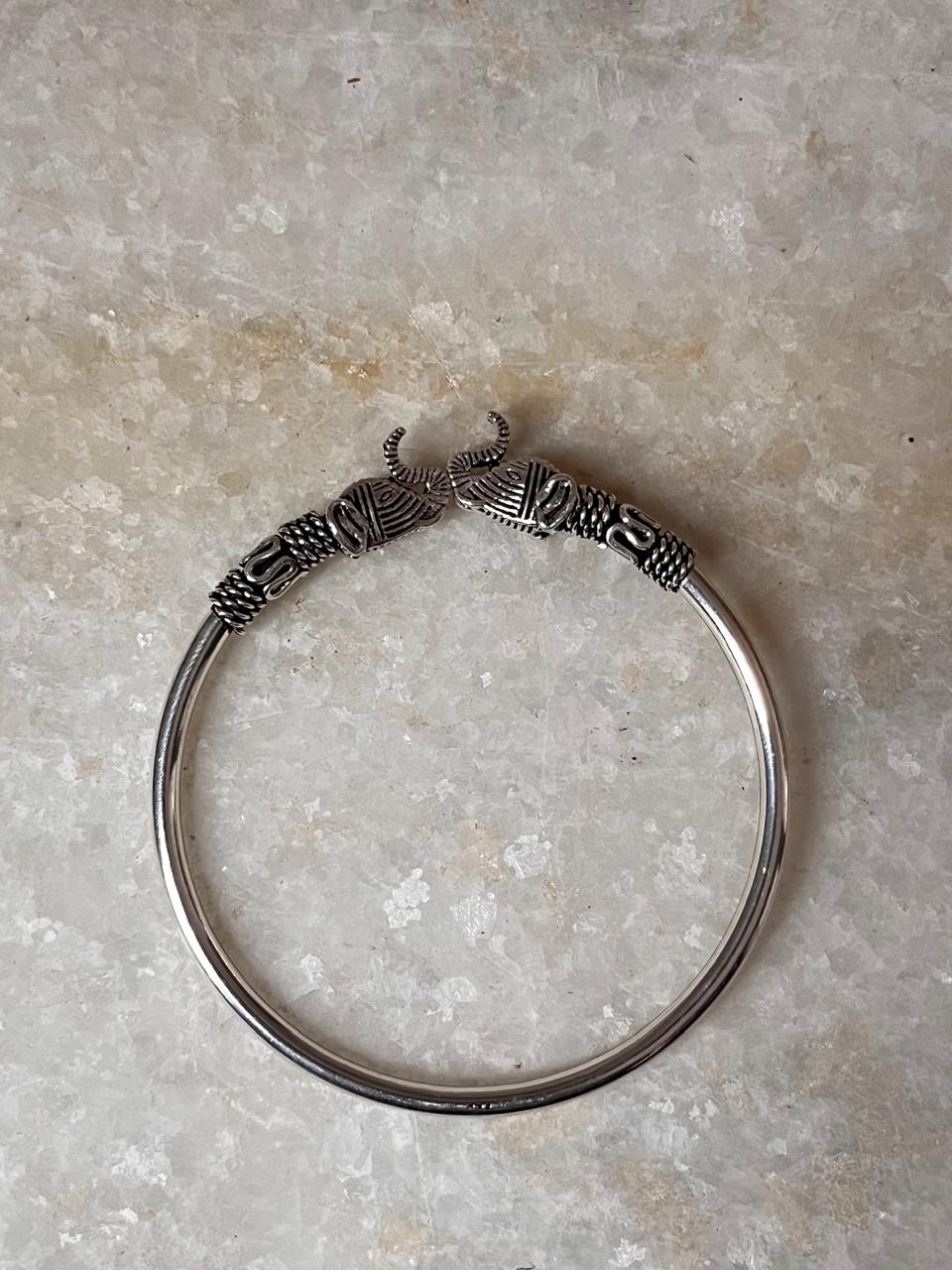 Antique Haathi Adjustable 925 Sterling Silver Kada