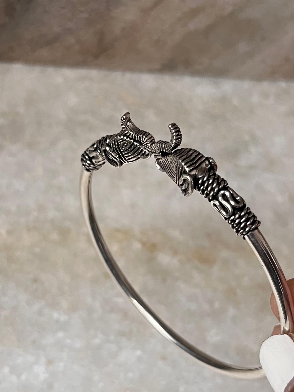Antique Haathi Adjustable 925 Sterling Silver Kada