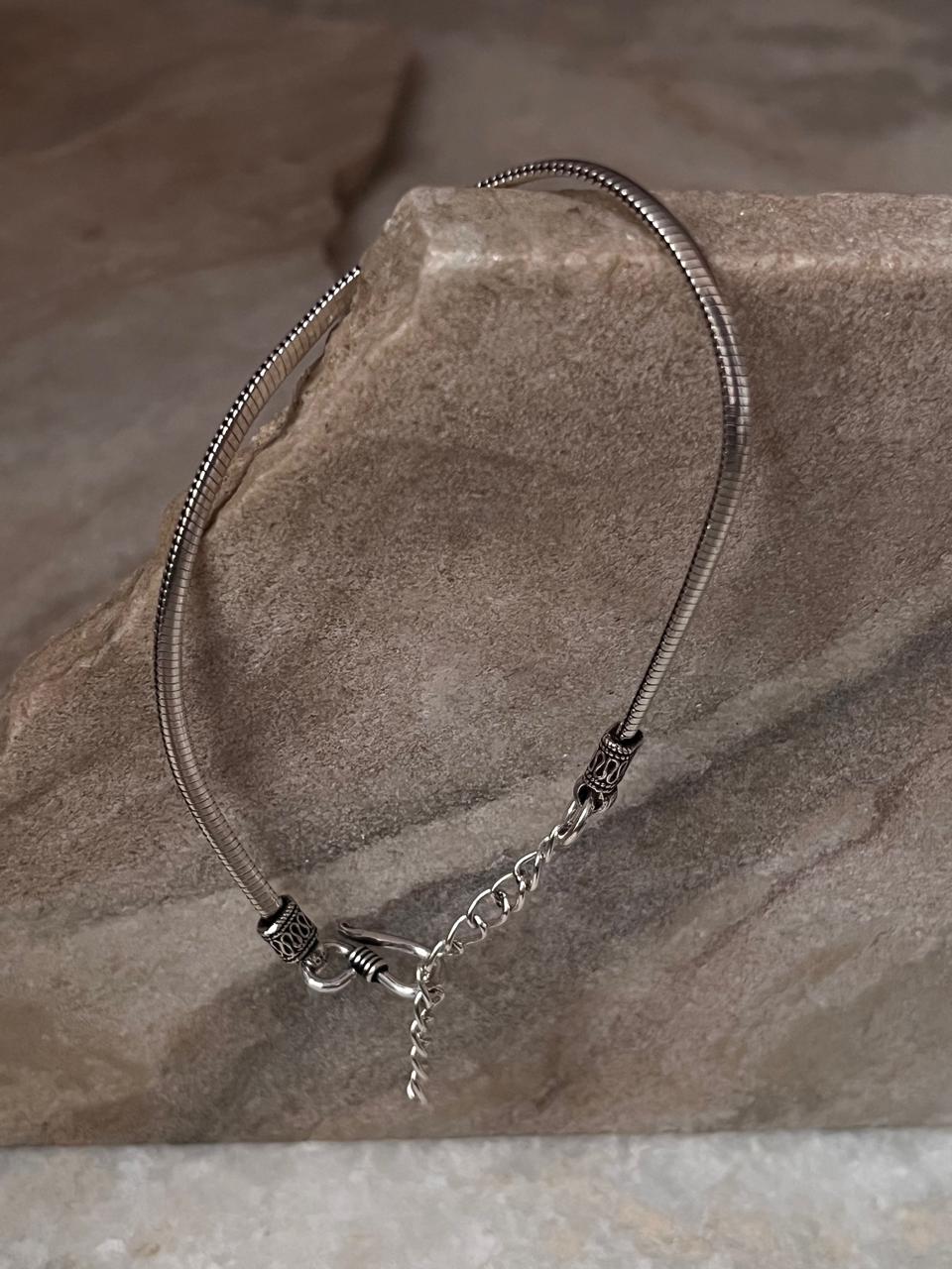 Flat Snake Antique 925 Sterling Silver Bracelet