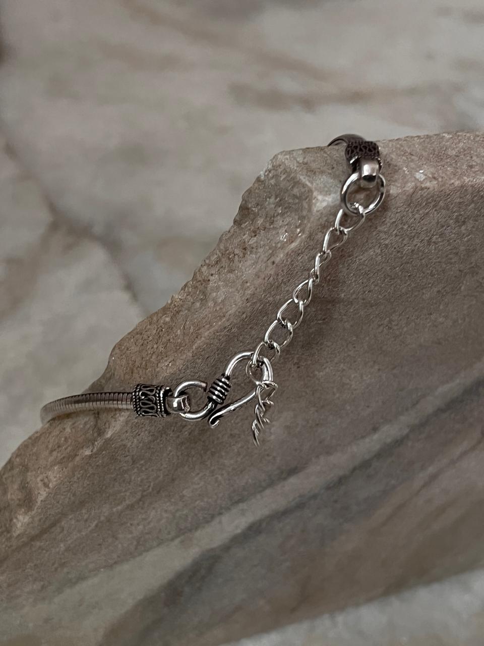 Flat Snake Antique 925 Sterling Silver Bracelet