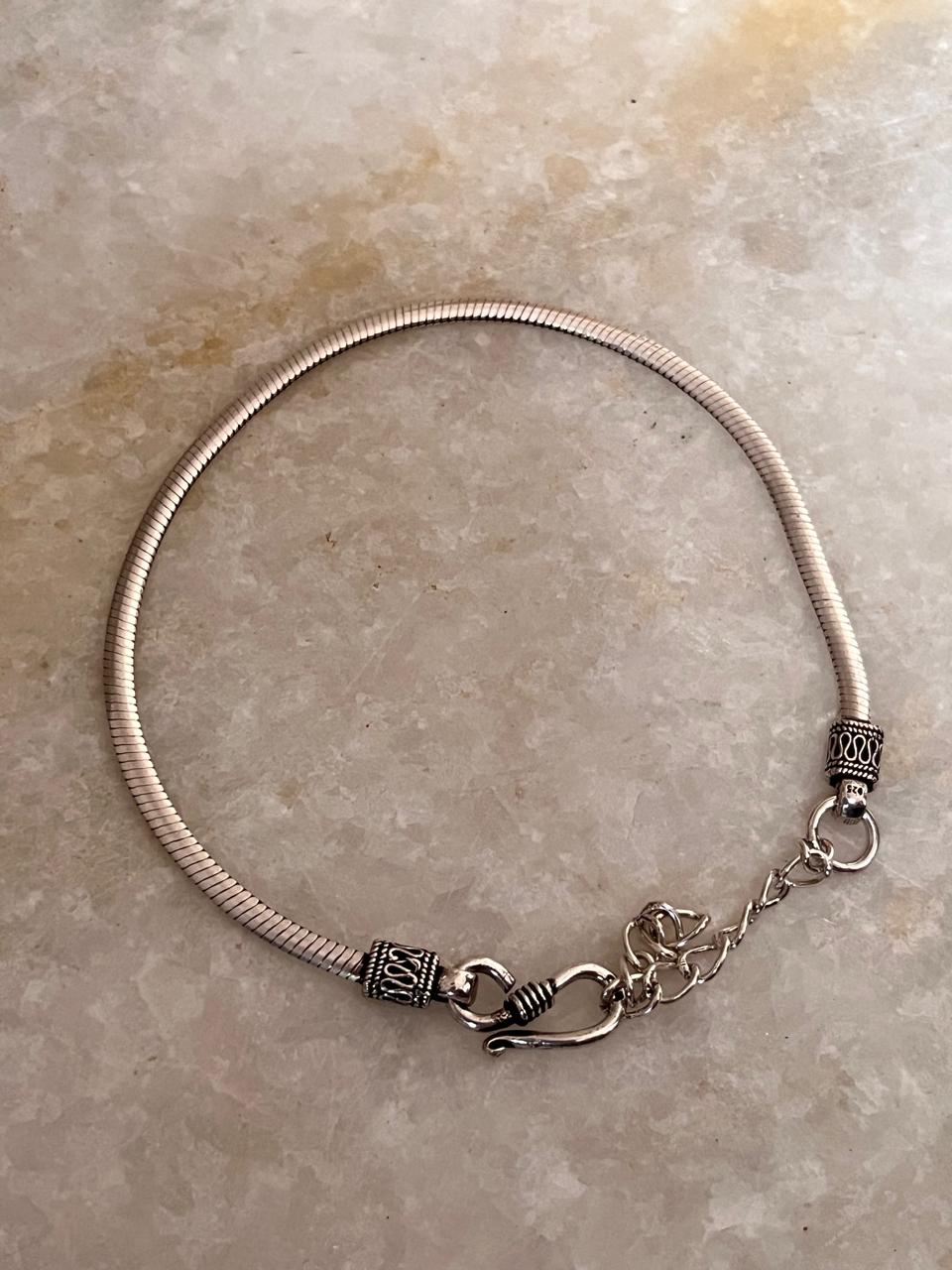 Flat Snake Antique 925 Sterling Silver Bracelet