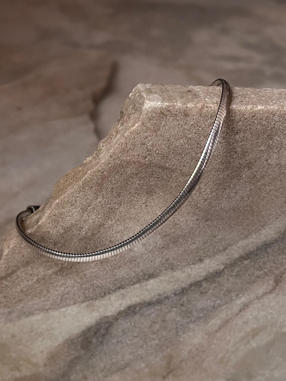 Flat Snake Antique 925 Sterling Silver Bracelet