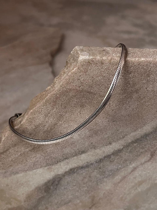 Flat Snake Antique 925 Sterling Silver Bracelet