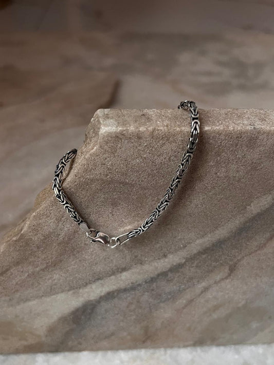 Antique Patterned 925 Sterling Silver Bracelet