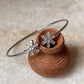 Dainty CZ Double Star 925 Silver Adjustable Flexible Kada Bracelet