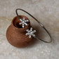 CZ Double Star Adjustable Flexible Kada in 925 Sterling Silver  