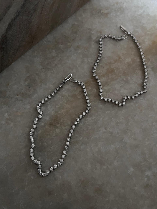 925 silver anklet with single CZ stone design