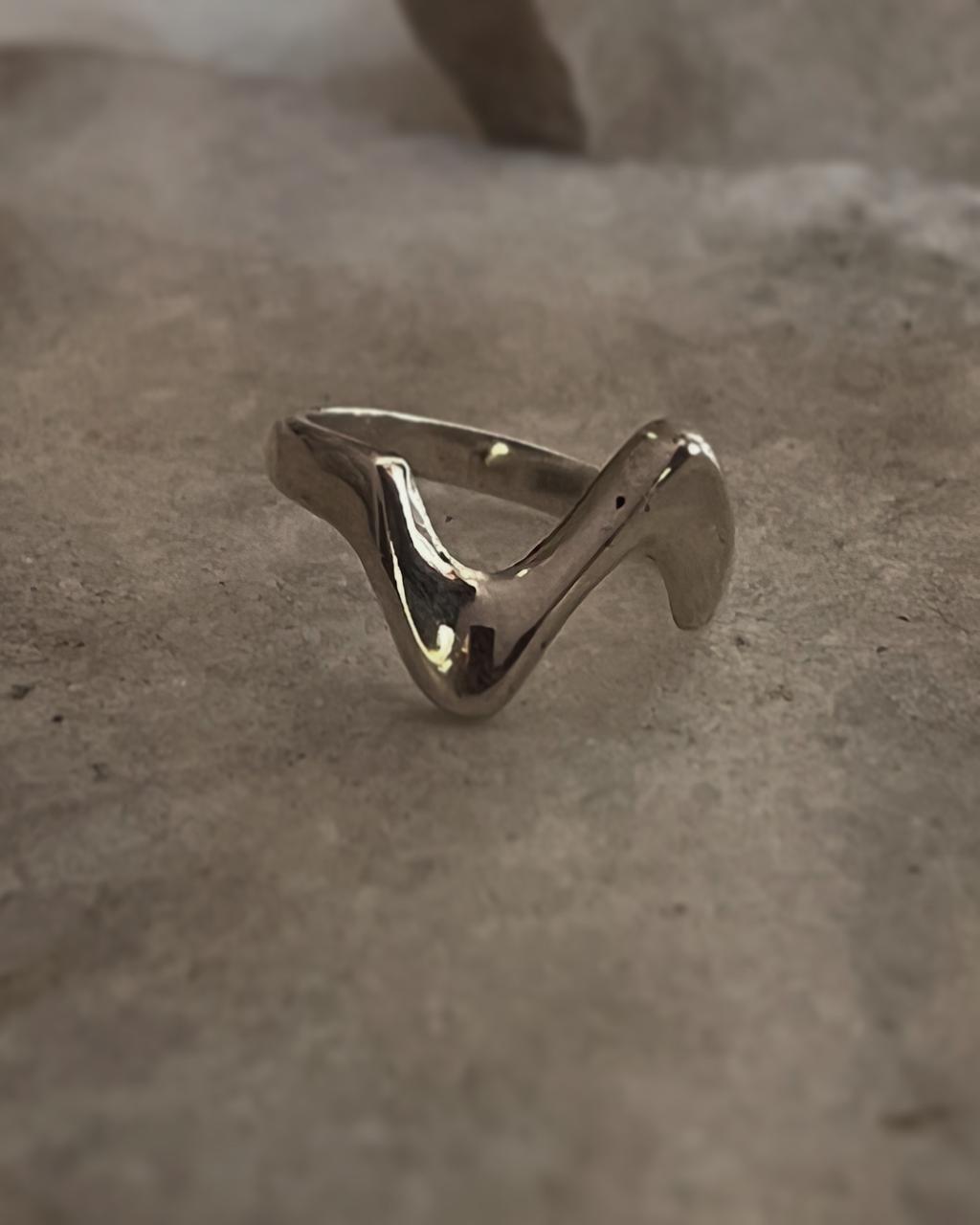 Contemporary Abstract Sterling Silver Adjustable Ring  