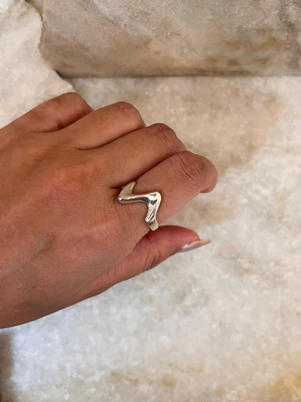 Minimalist Sculpture Style 925 Sterling Silver Ring