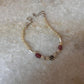 Natural Ethiopian Opal & Pink tourmaline with Silver Floral Charm & Balls Handcrafted 925 Sterling Silver Bracelet