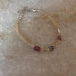 Natural Ethiopian Opal & Pink tourmaline with Silver Floral Charm & Balls Handcrafted 925 Sterling Silver Bracelet