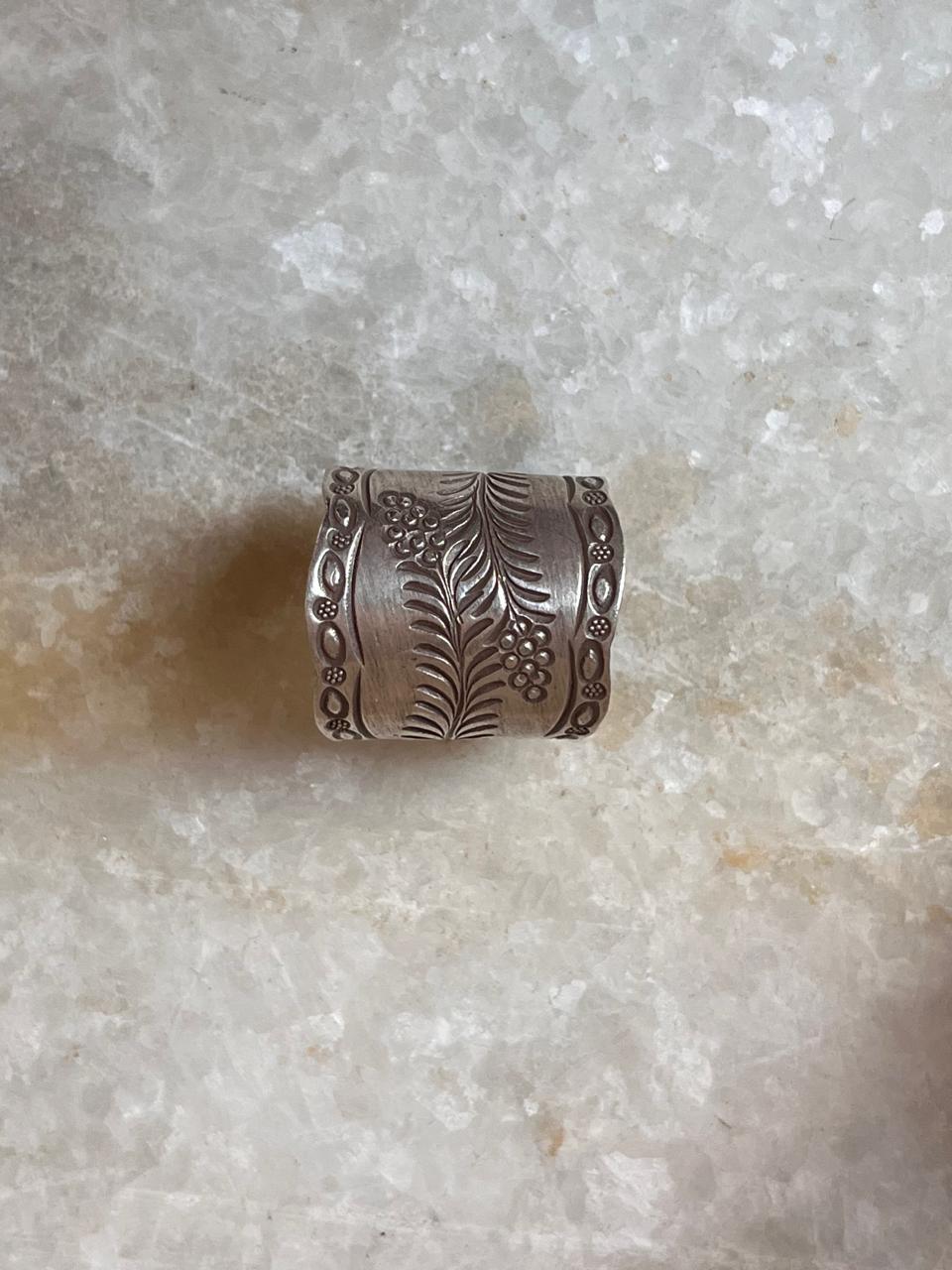 Antique Bohemian Lavender Flower Handcrafted Adjustable 925 Sterling Silver Ring