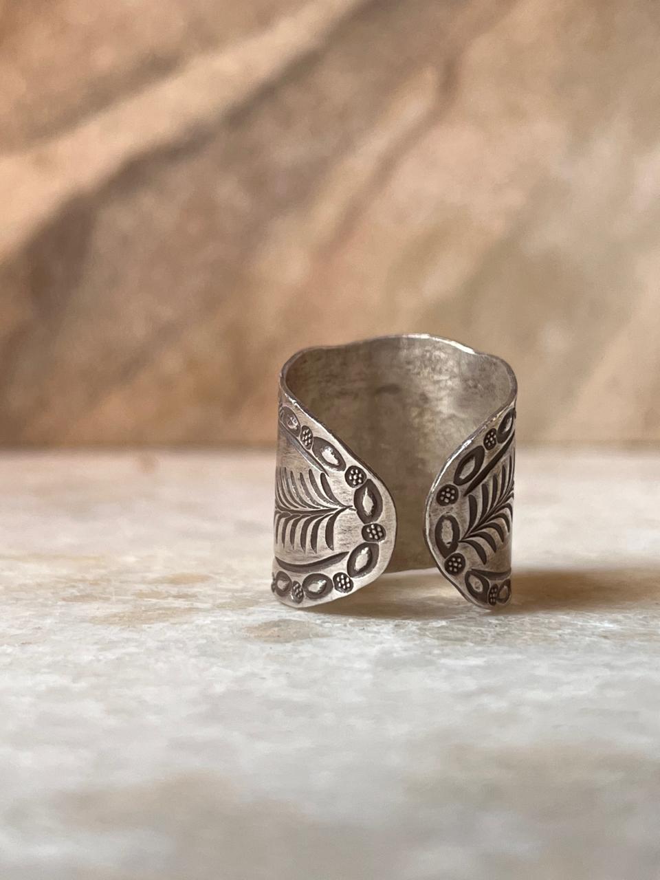 Antique Bohemian Lavender Flower Handcrafted Adjustable 925 Sterling Silver Ring