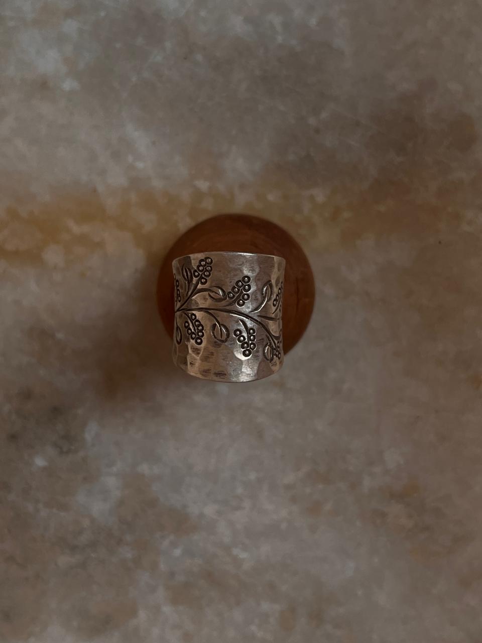 Antique Bohemian Lavender Flower Handcrafted Adjustable 925 Sterling Silver Ring