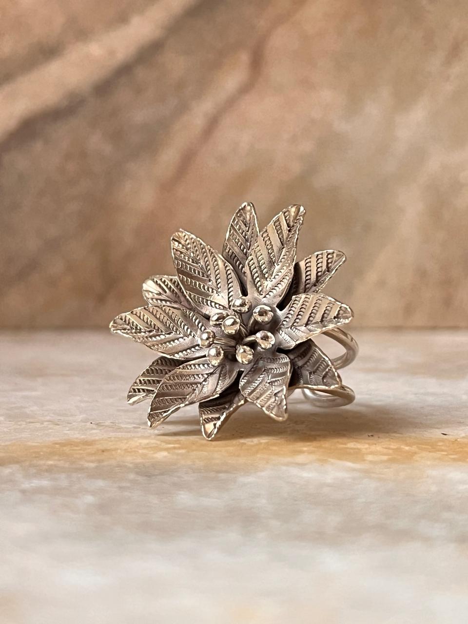 Phool Bohemian Handmade Statement 925 Sterling Silver Adjustable Ring