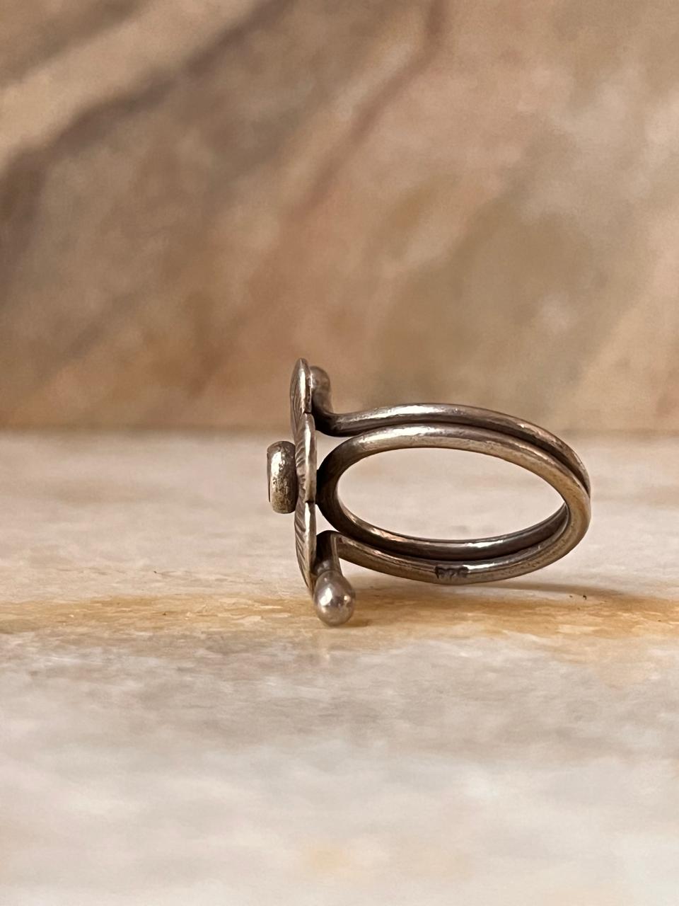 Antique Bohemian Flower Handcrafted Adjustable 925 Sterling Silver Ring