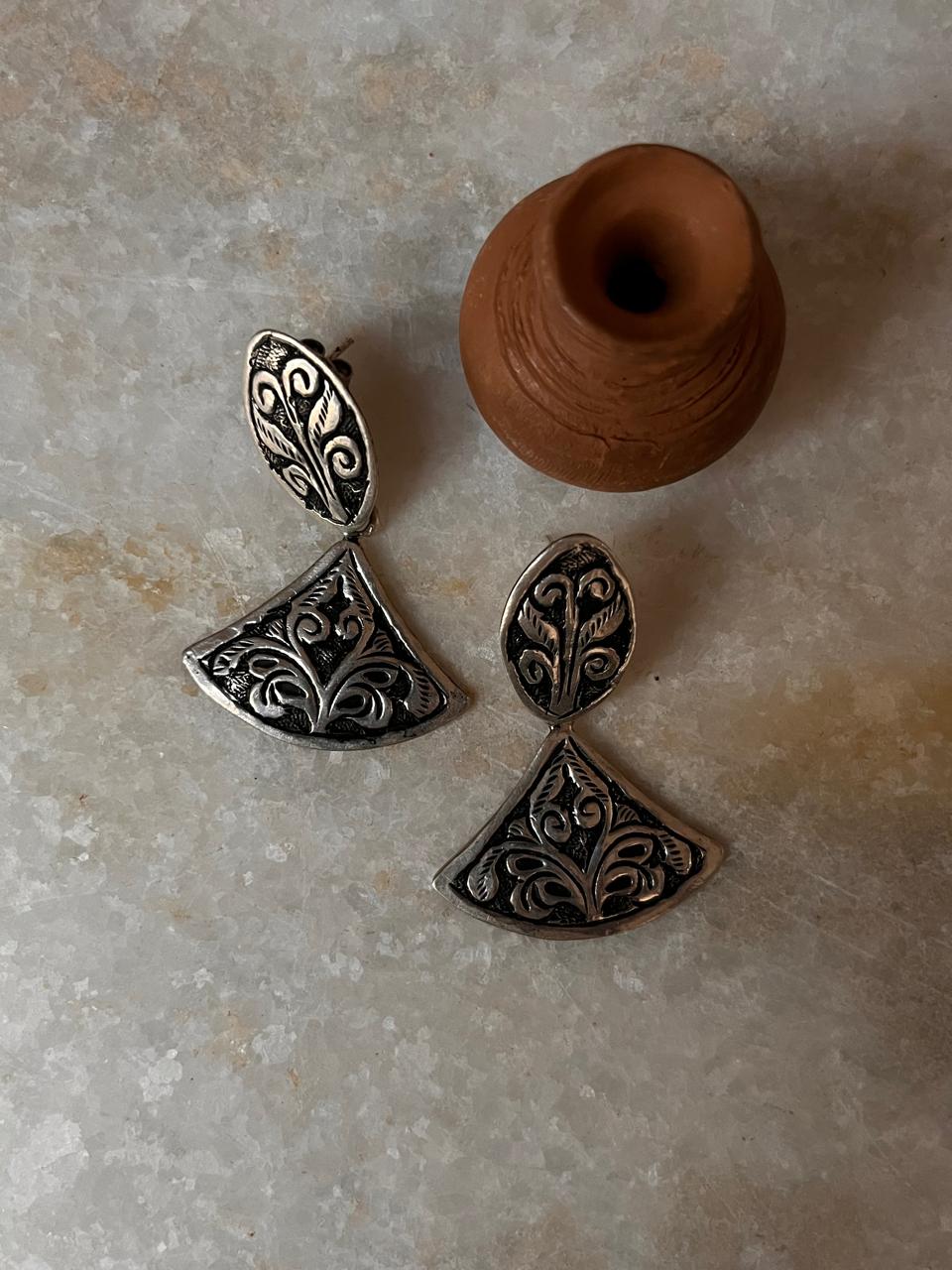 Antique Chitai handcrafted 925 Sterling Silver Earrings