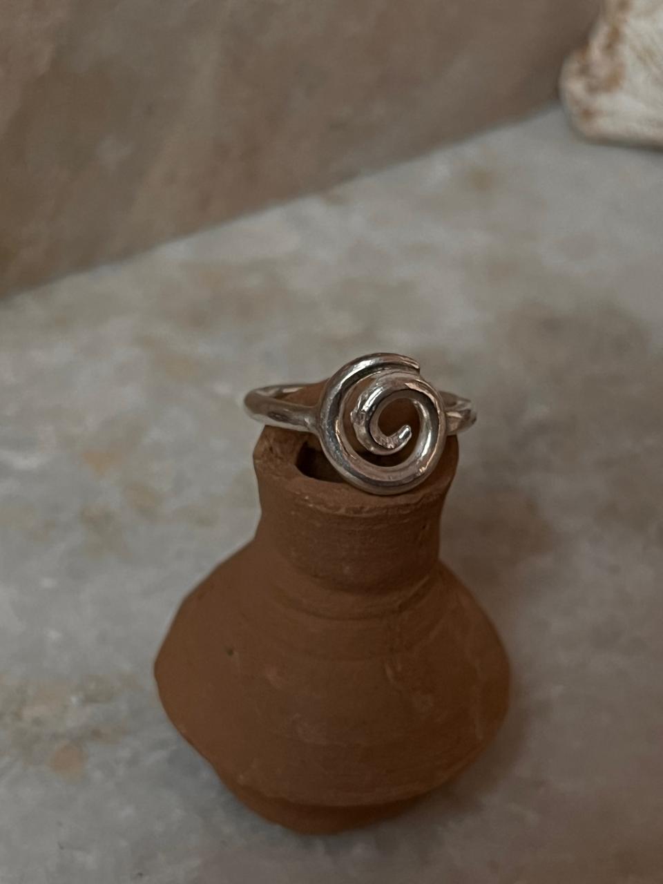 Bohemian Imported Handcrafted Spiral Adjustable 925 Sterling Silver Ring