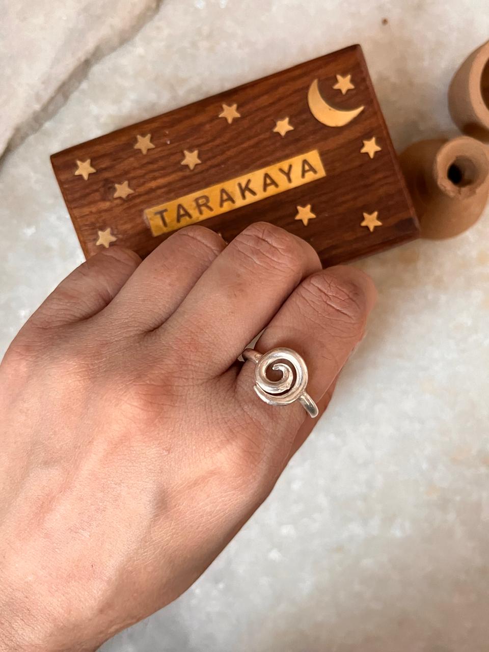 Bohemian Imported Handcrafted Spiral Adjustable 925 Sterling Silver Ring