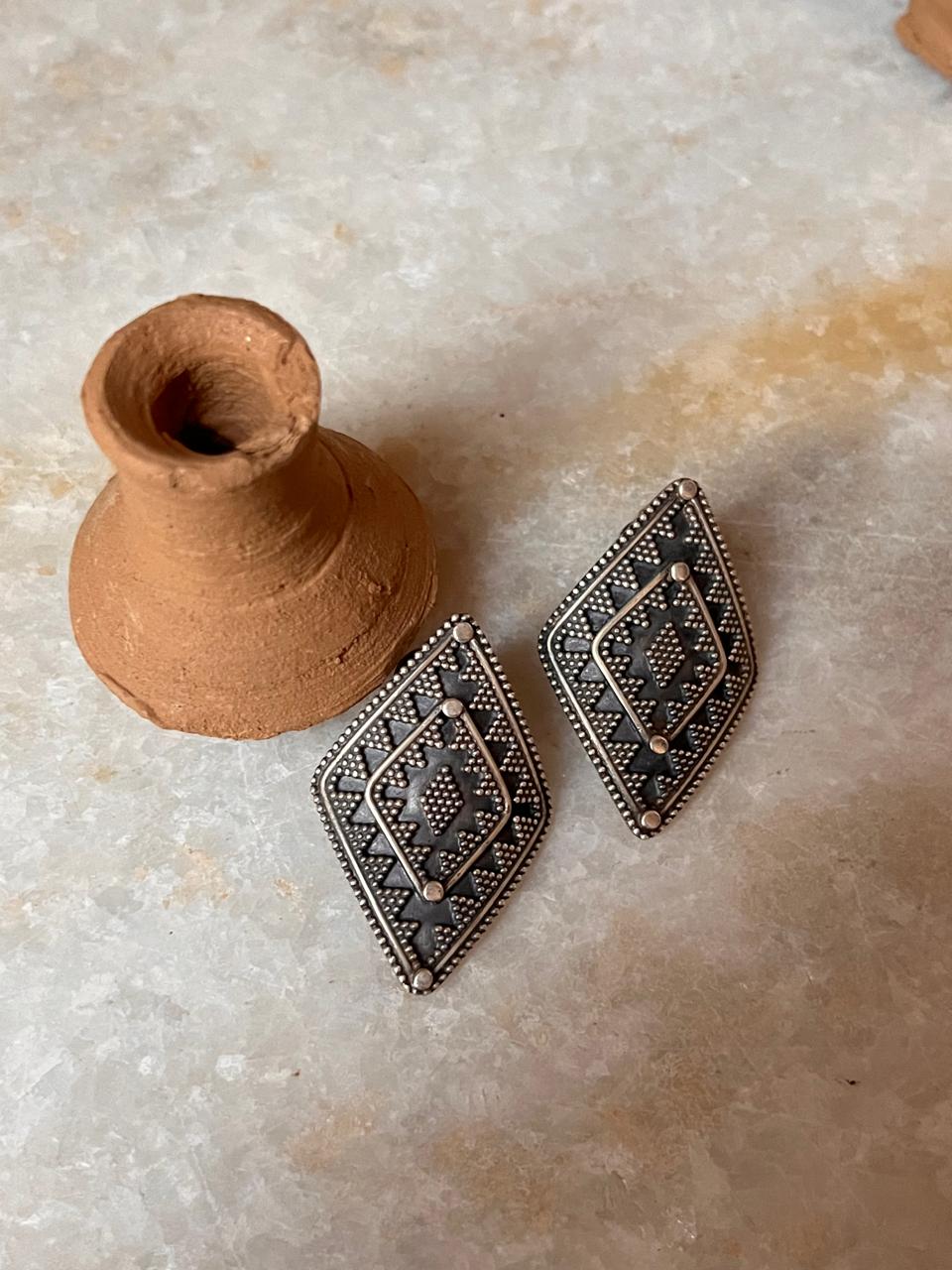 Tribal Handcrafted Rawa 925 Sterling Silver Earrings
