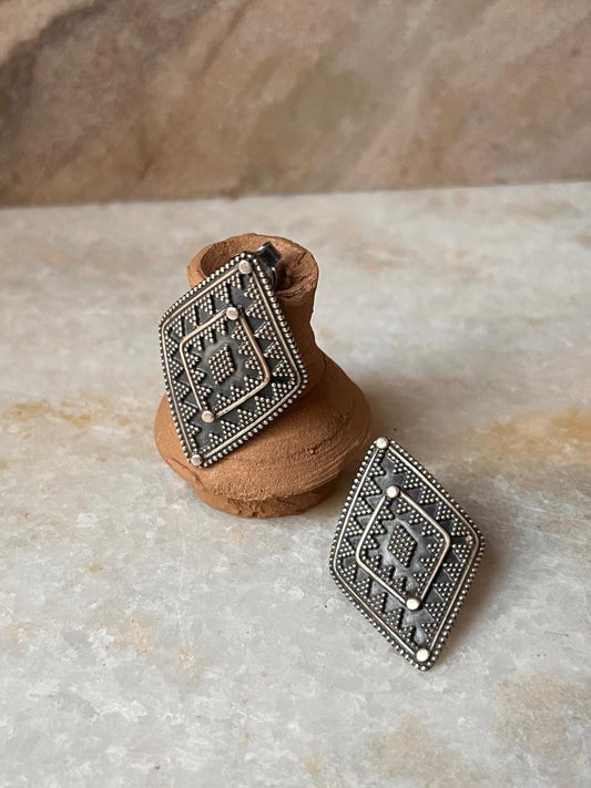 Tribal Handcrafted Rawa 925 Sterling Silver Earrings
