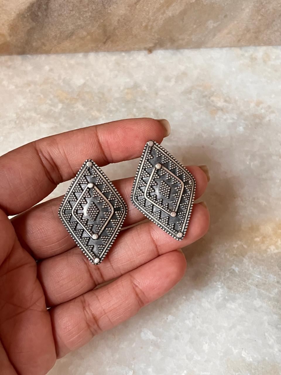 Tribal Handcrafted Rawa 925 Sterling Silver Earrings