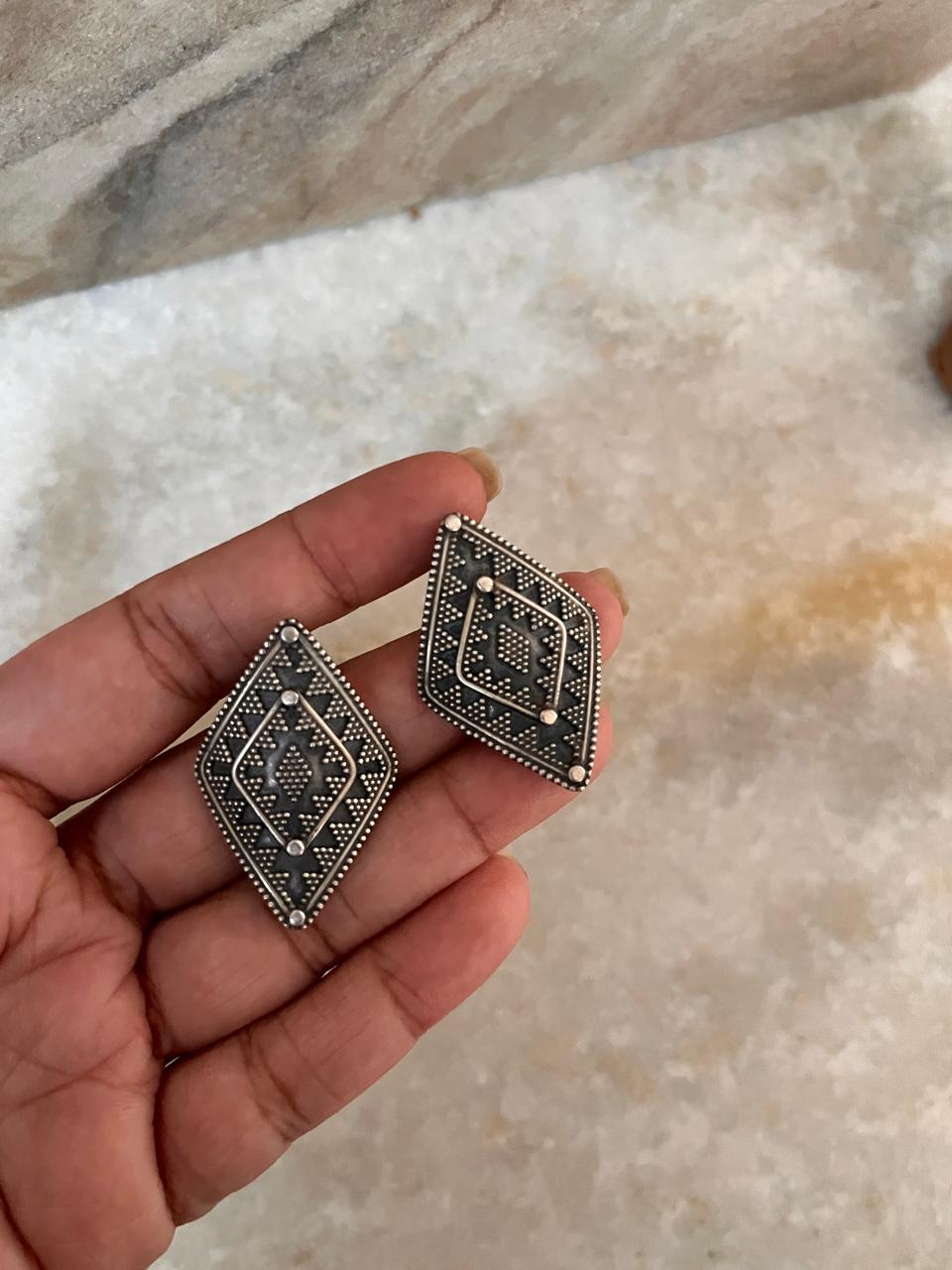 Tribal Handcrafted Rawa 925 Sterling Silver Earrings